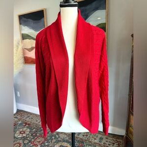 Lauren RL Red Cable Knit Cardigan